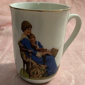 Vintage Norman Rockwell Museum Bedtime Mug Porcelain w/ 24K Trim Memories Collec